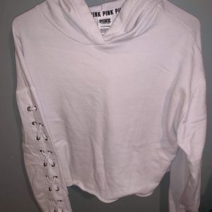 PINK hoodie w laced up sleeves